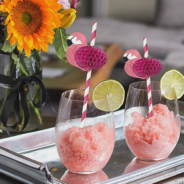 FLAMINGO PAPER STRAWS PK 10